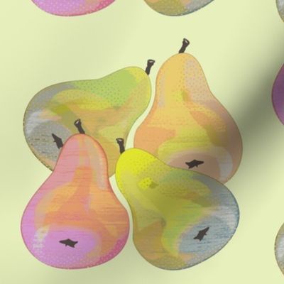 colorful pears soft green