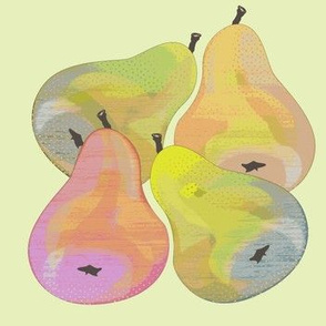 colorful pears soft green