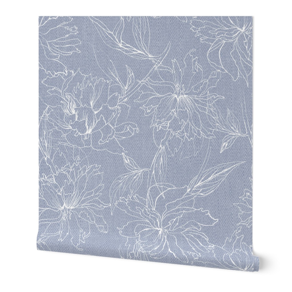 Peonies cornblue textured