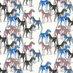 airedale terriers stencil fabric