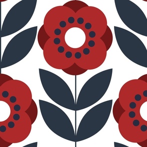 Poppy - Red and Navy - Large
