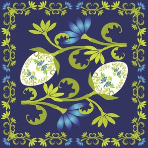 Egg Floral on Midnight Blue