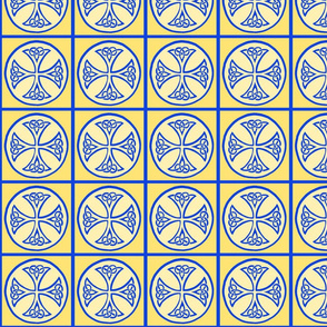 celtic cross tile blue and gold