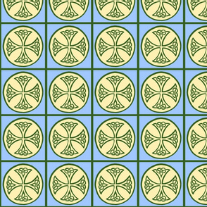 celtic cross tile green and blue