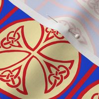 celtic cross tile in red and blue