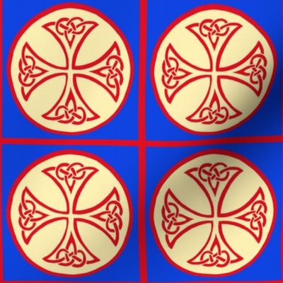 celtic cross tile in red and blue