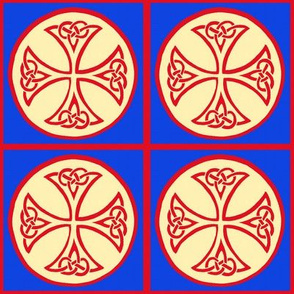 celtic cross tile in red and blue