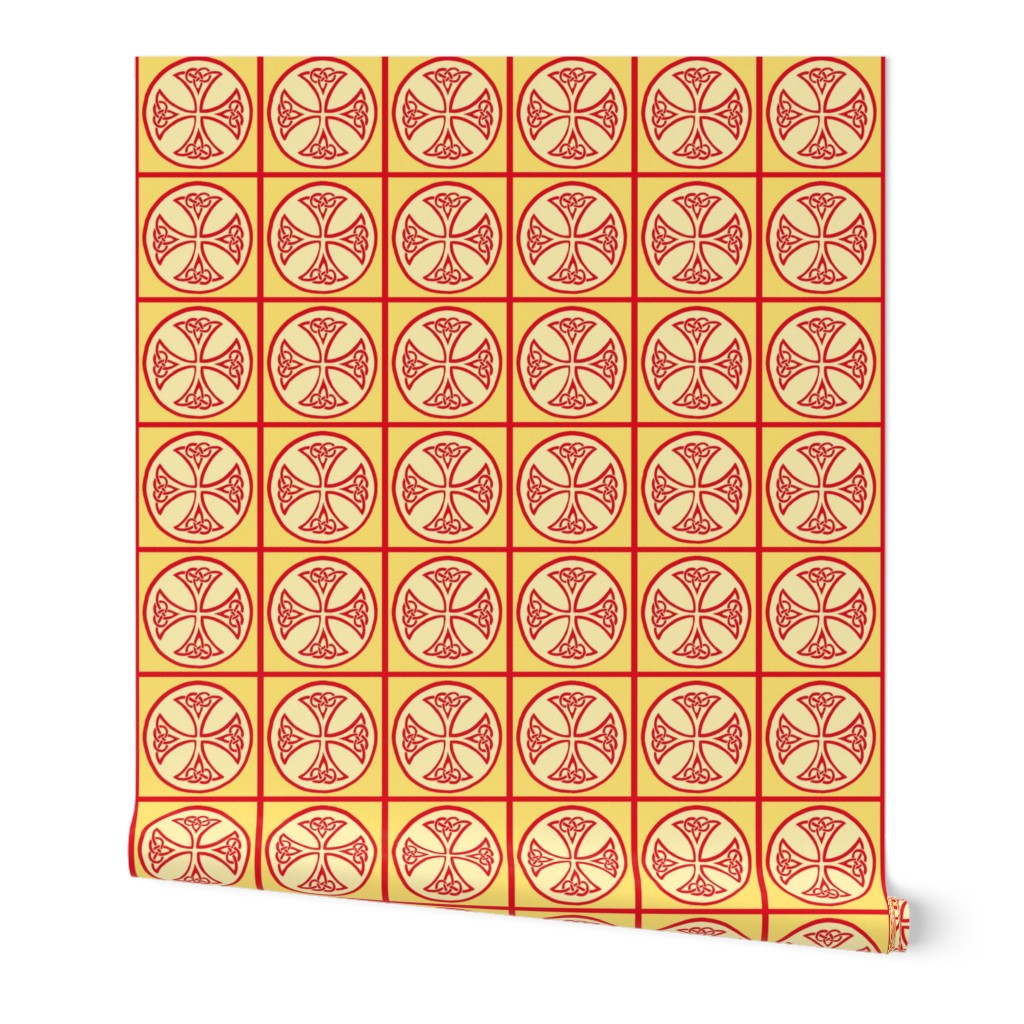 celtic cross tile red and gold