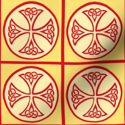 celtic cross tile red and gold