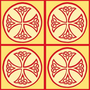 celtic cross tile red and gold