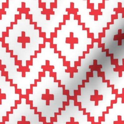 Southwest Diamonds Chevron - Red on White