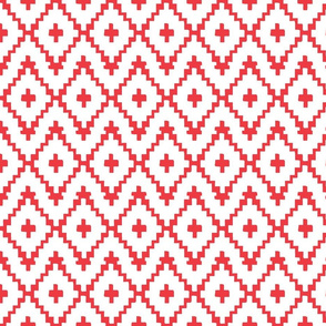 Southwest Diamonds Chevron - Red on White