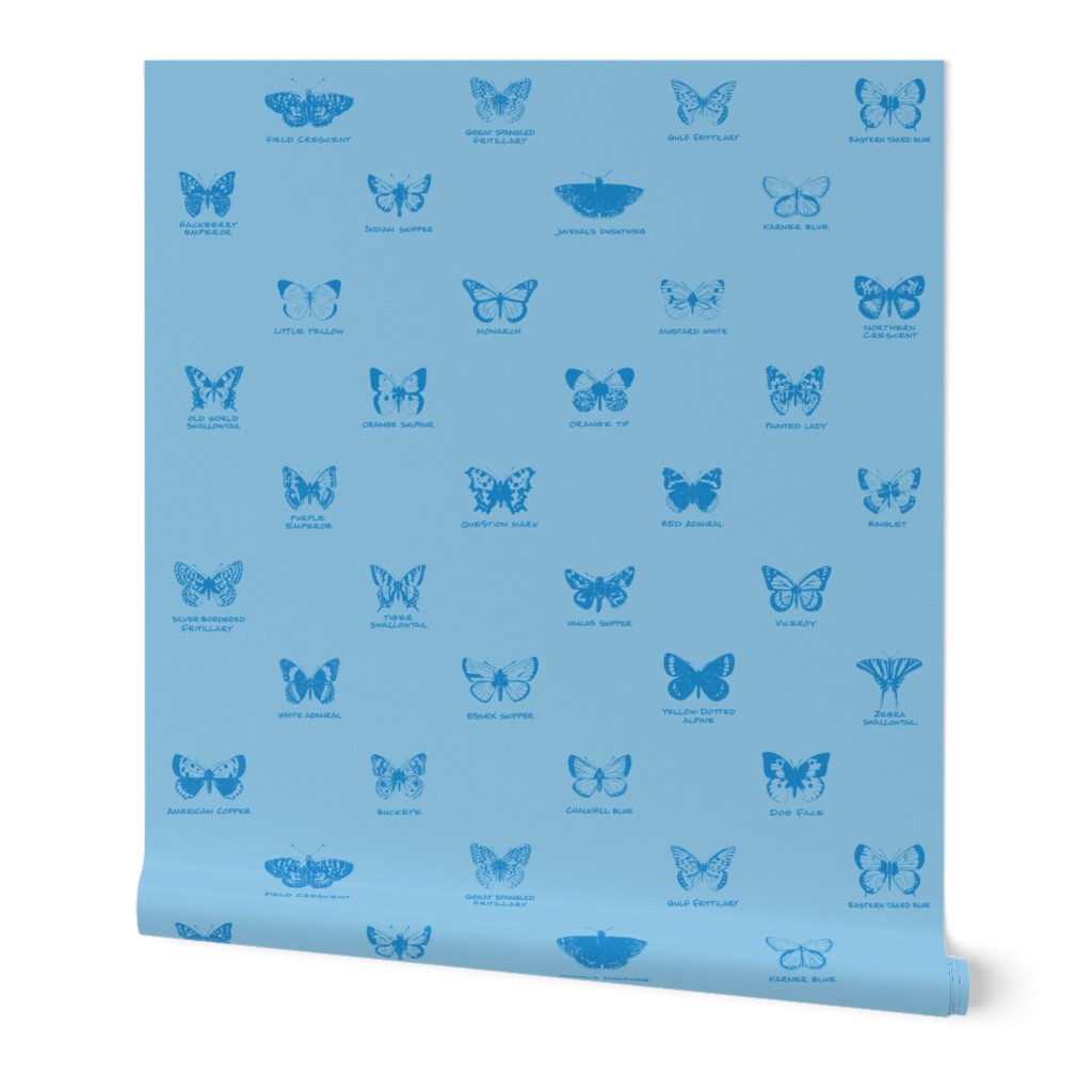 butterfly alphabet - light blue, large