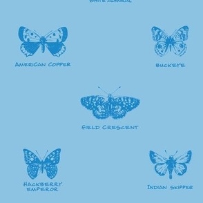 butterfly alphabet - light blue, large