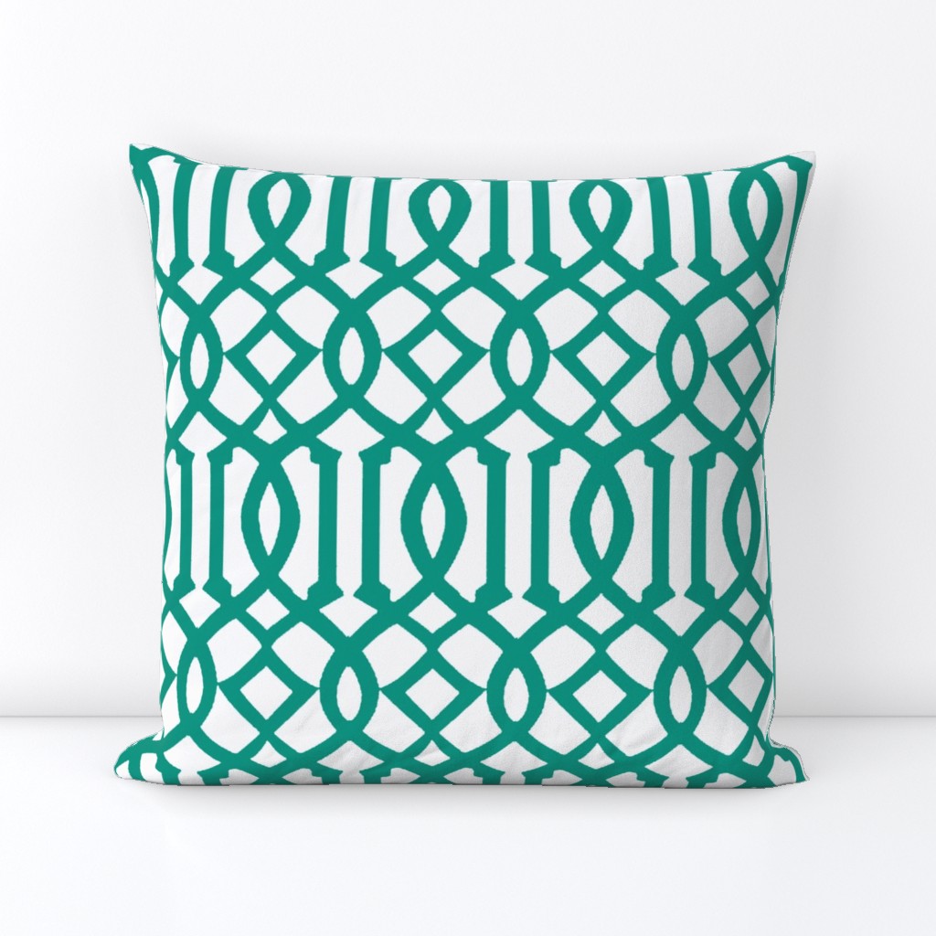 Imperial Trellis-Teal/White-Reverse-Large