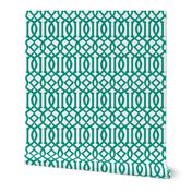 Imperial Trellis-Teal/White-Reverse-Large