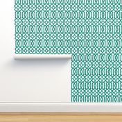 Imperial Trellis-Teal/White-Reverse-Large