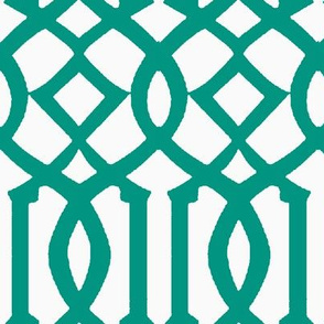 Imperial Trellis-Teal/White-Reverse-Large