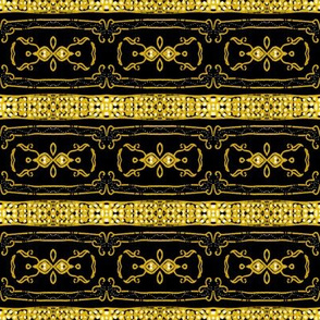 Vintage Tiki Gold and Black Chain Pattern