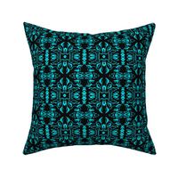 Vintage Tiki Floral Black and Teal Motif