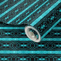 Vintage Tiki Teal and Black Chain Pattern