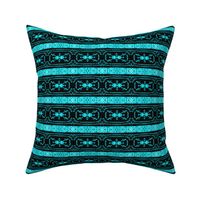 Vintage Tiki Teal and Black Chain Pattern