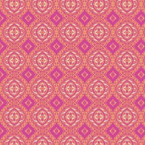 Vintage Tiki Gold and Pink Orb Pattern