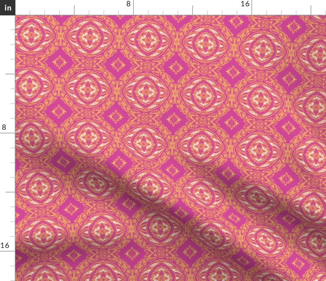 Vintage Tiki Gold and Pink Orb Pattern