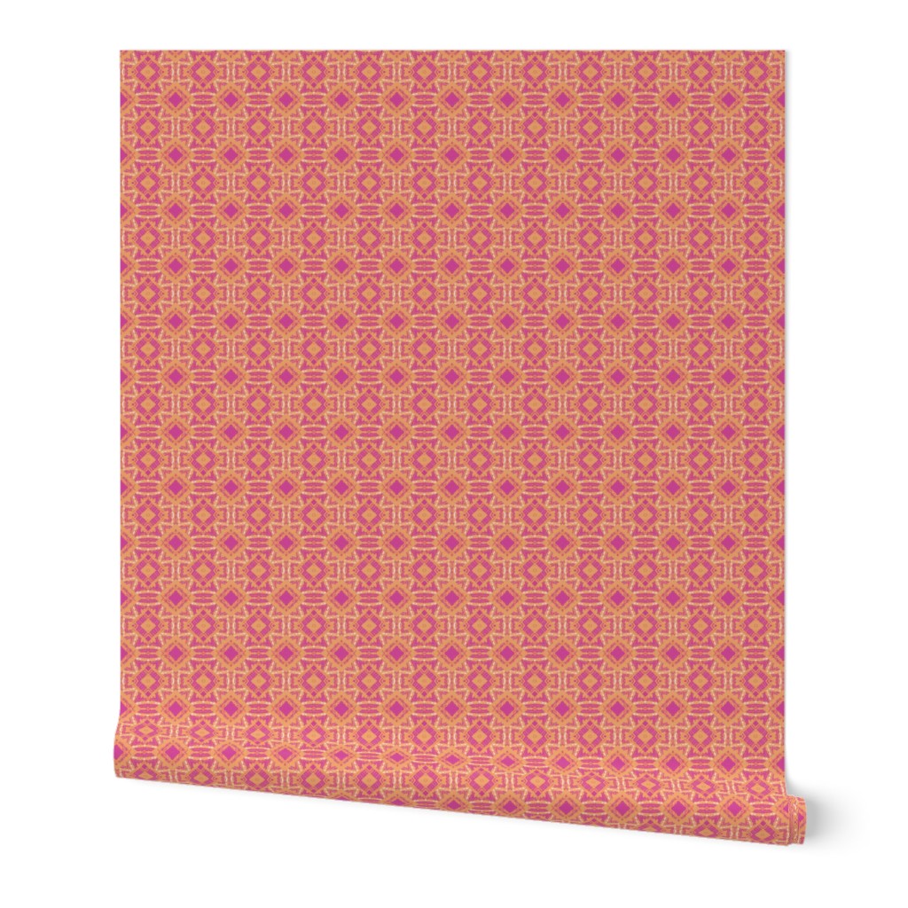 Vintage Tiki Diamond Gold and Pink Pattern