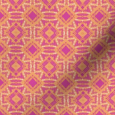 Vintage Tiki Diamond Gold and Pink Pattern