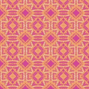 Vintage Tiki Diamond Gold and Pink Pattern