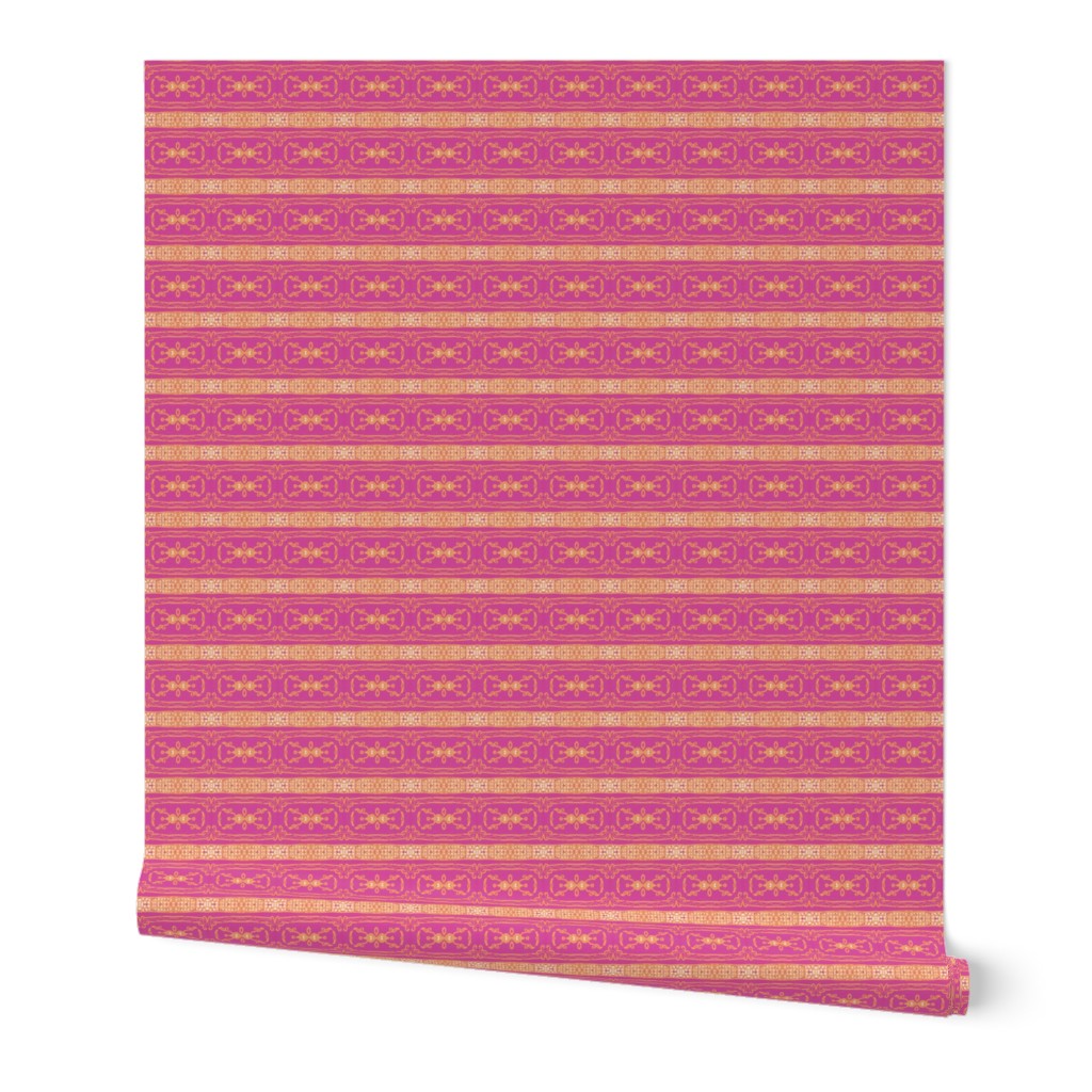 Vintage Tiki Gold and Pink Chain Pattern