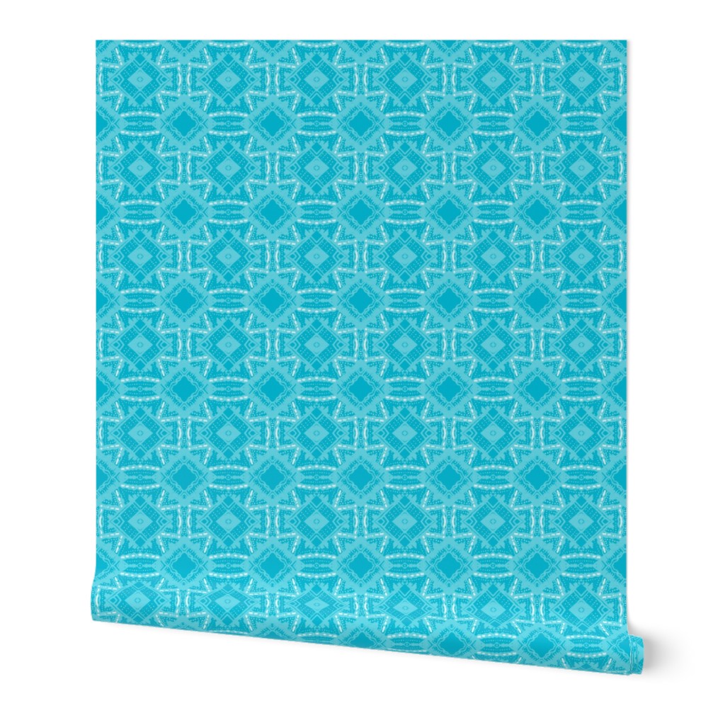 Vintage Tiki Diamond Pattern in Teal