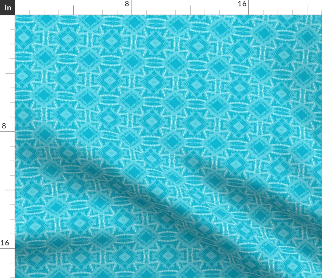 Vintage Tiki Diamond Pattern in Teal