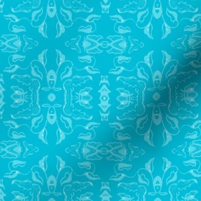 Vintage Tiki Floral Teal Motif