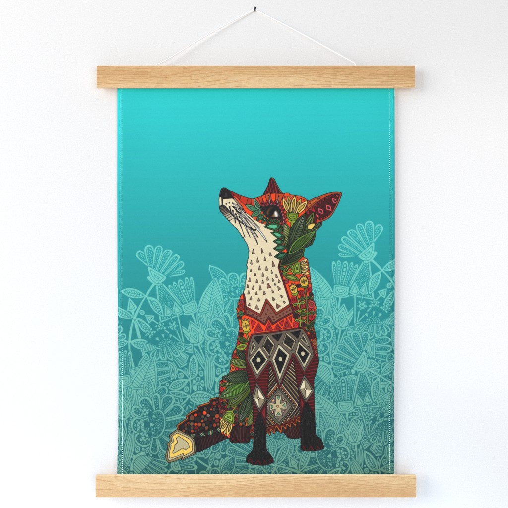 ice floral fox tea towel