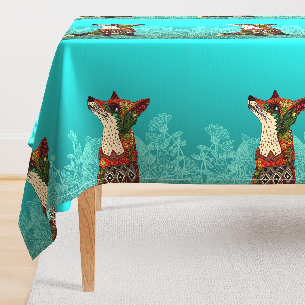 ice floral fox tea towel