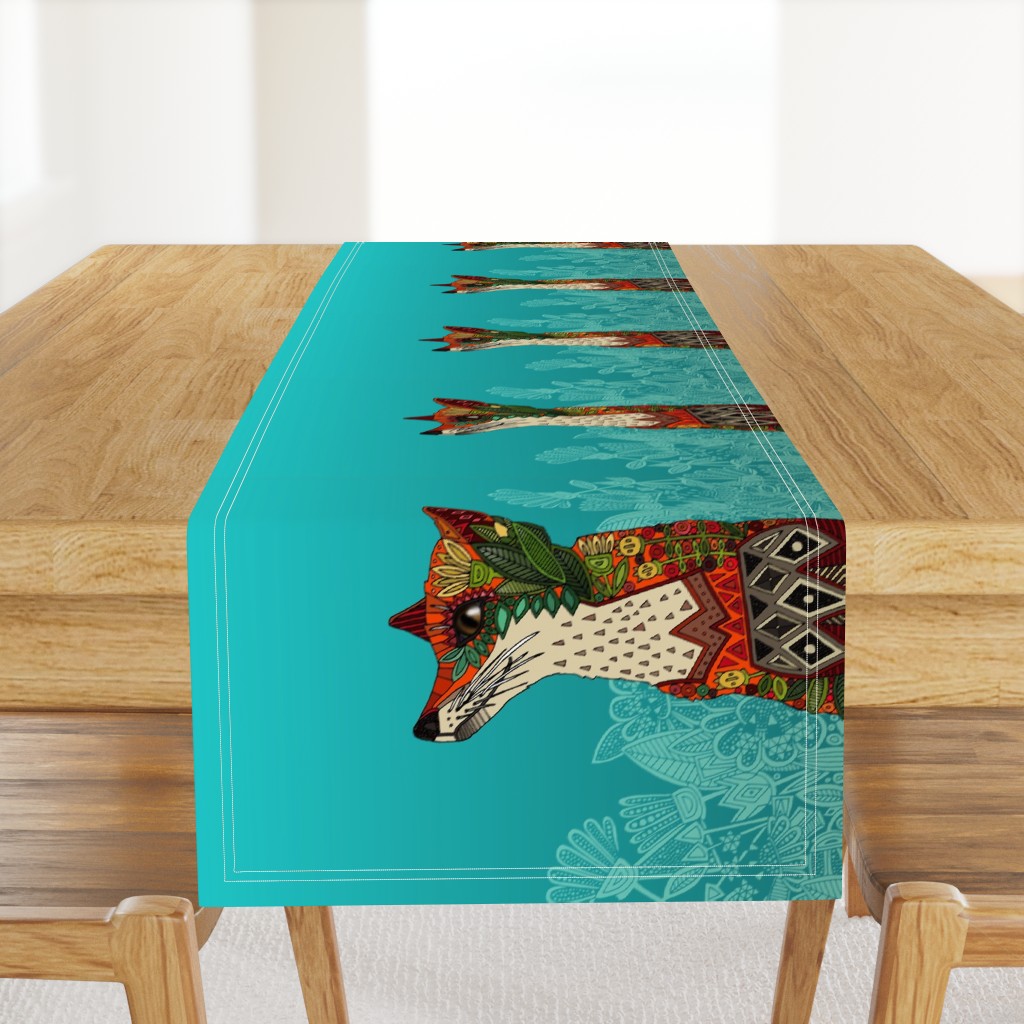 ice floral fox tea towel