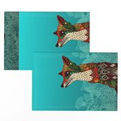 ice floral fox tea towel