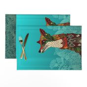 ice floral fox tea towel