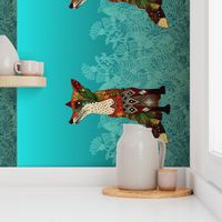 ice floral fox tea towel