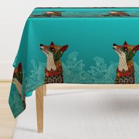 ice floral fox tea towel