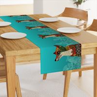 ice floral fox tea towel