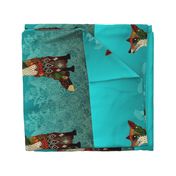 ice floral fox tea towel