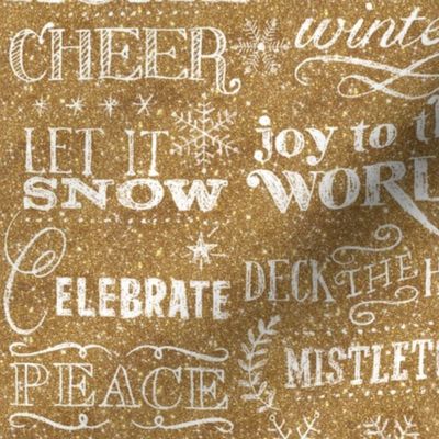 Christmas Sayings, Gold Glitter