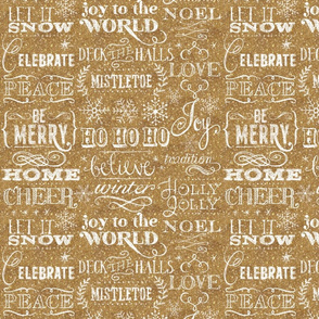 Christmas Sayings, Gold Glitter