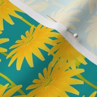 YELLOW FLOWER on teal