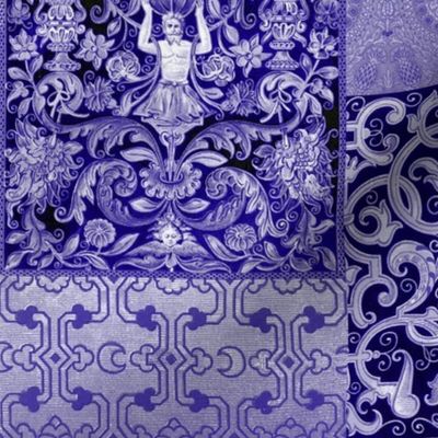 Henry VIII Was A Cheater ... Quilt ~ Indigo/Purple/Blue and White