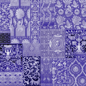 Henry VIII Was A Cheater ... Quilt ~ Indigo/Purple/Blue and White