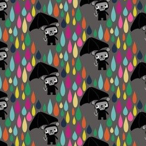 Cry Baby Bear rainbow rain on grey